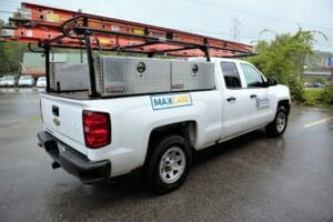 Maxwell Rooging MAXCare Truck parked on a gloomy day