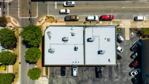 aerial view of commercial rooftop that is leak free
