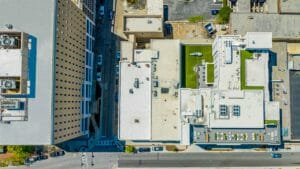 118 Jefferson St building aerial roof view.