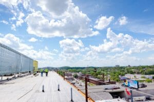 Sunny day on a commercial roof.