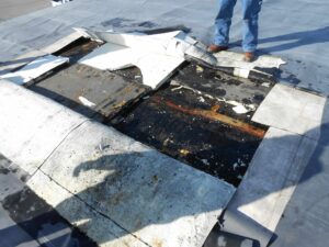 wind hail damage on commercial roof