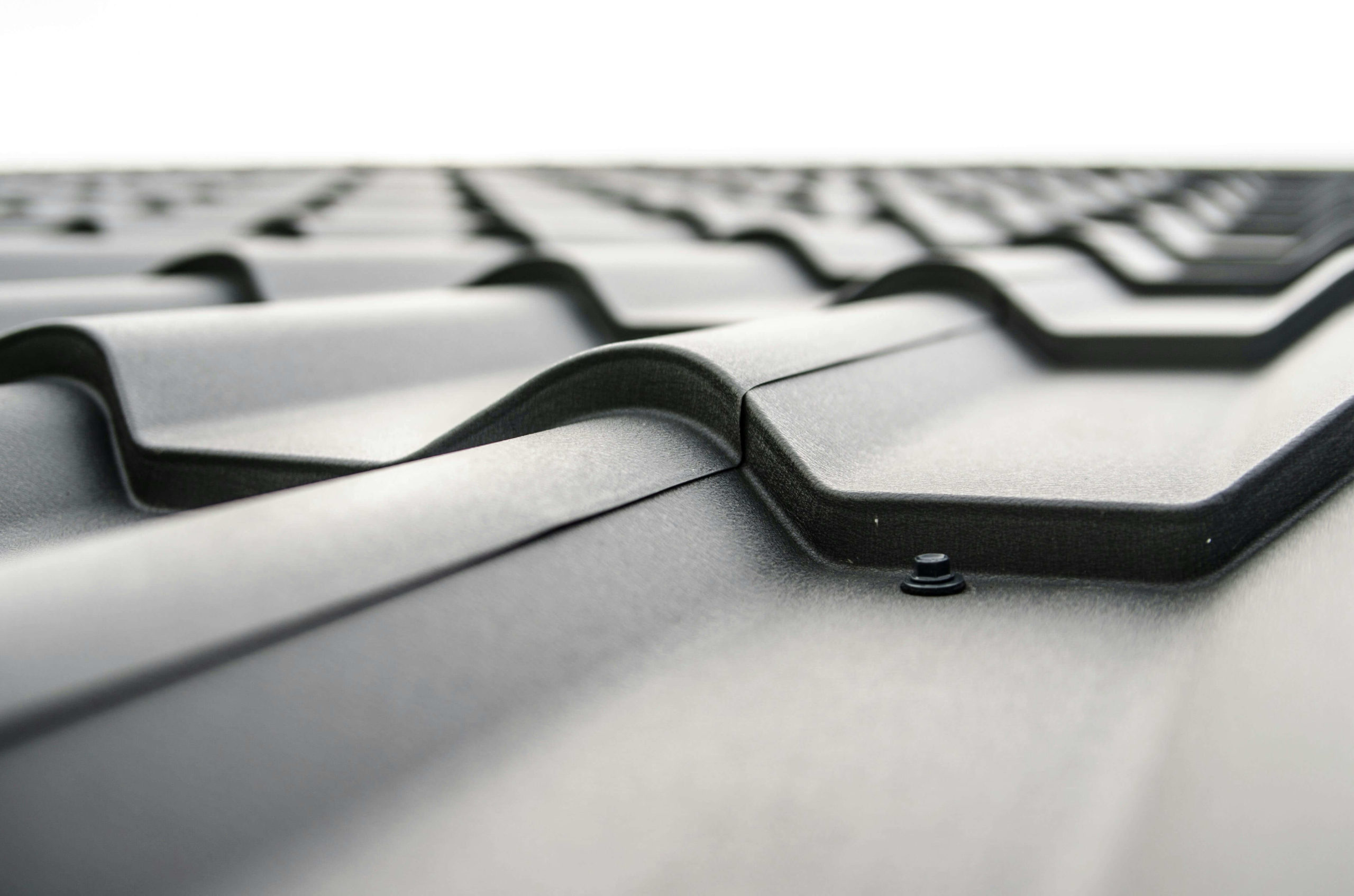Close view of a corrugated roof.