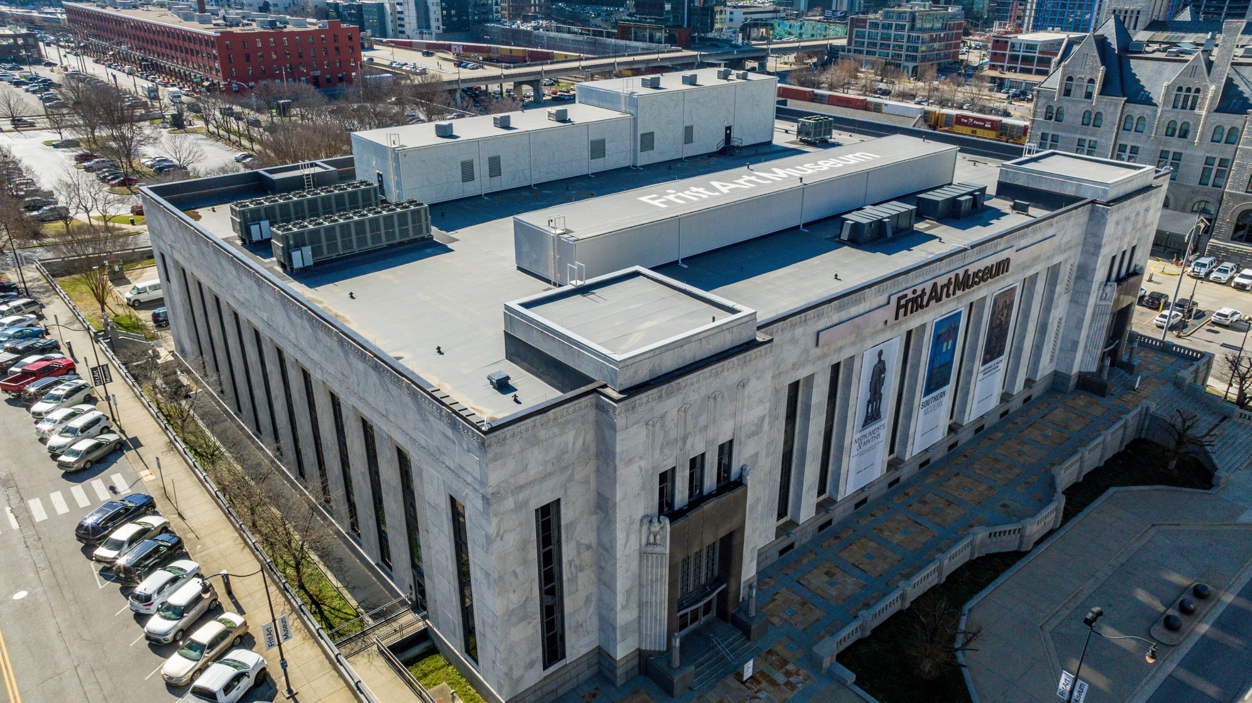 frist art museum roof aerial view